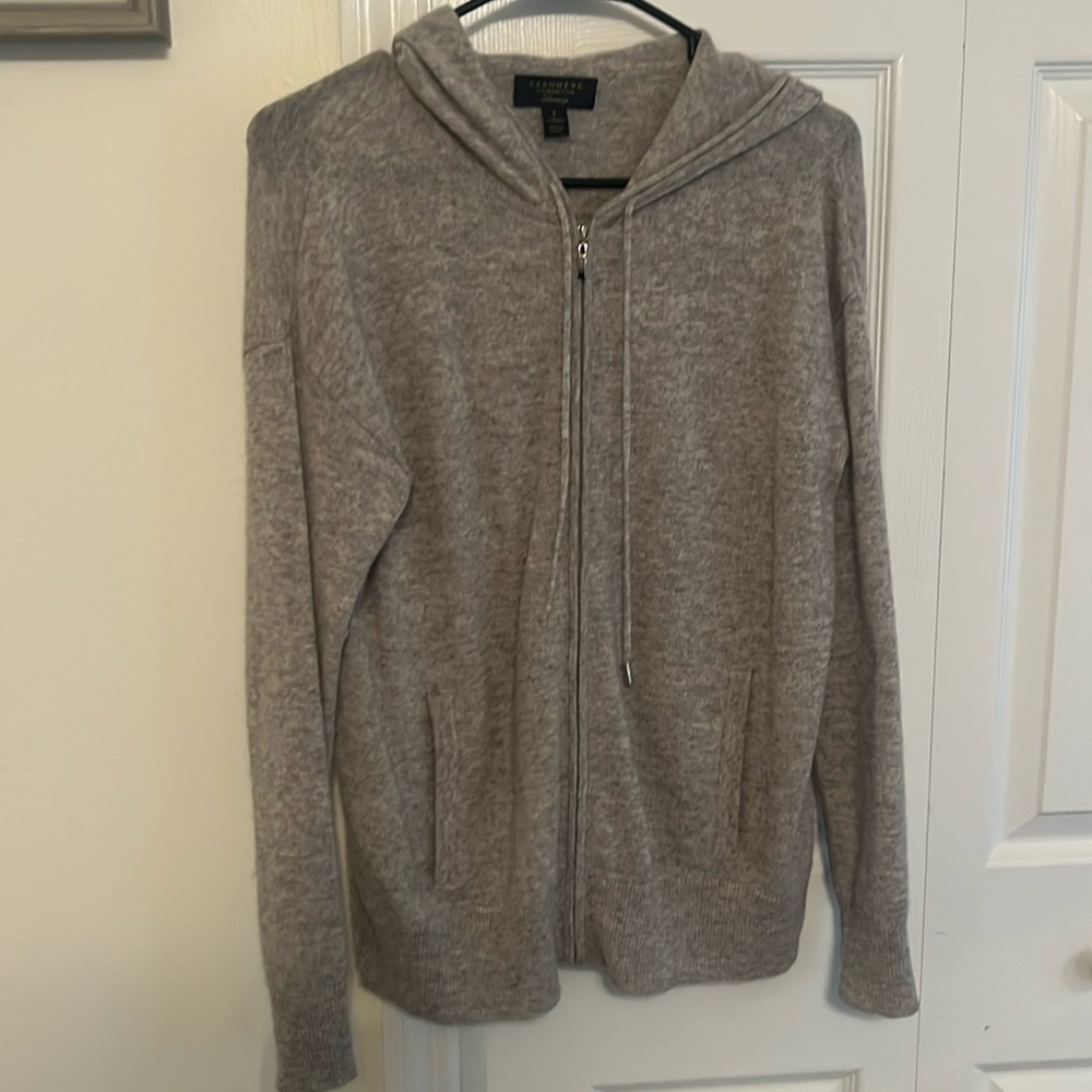 Charter club 100% Cashmere grey hoodie